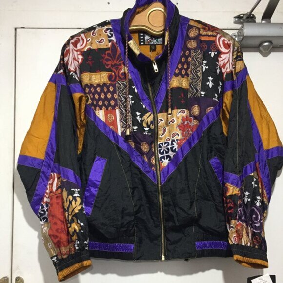 BRAND NEW VINTAGE RIVER EDGES PATCHWORK WINDBREAKER JACKETS SIZE M - Picture 10 of 12